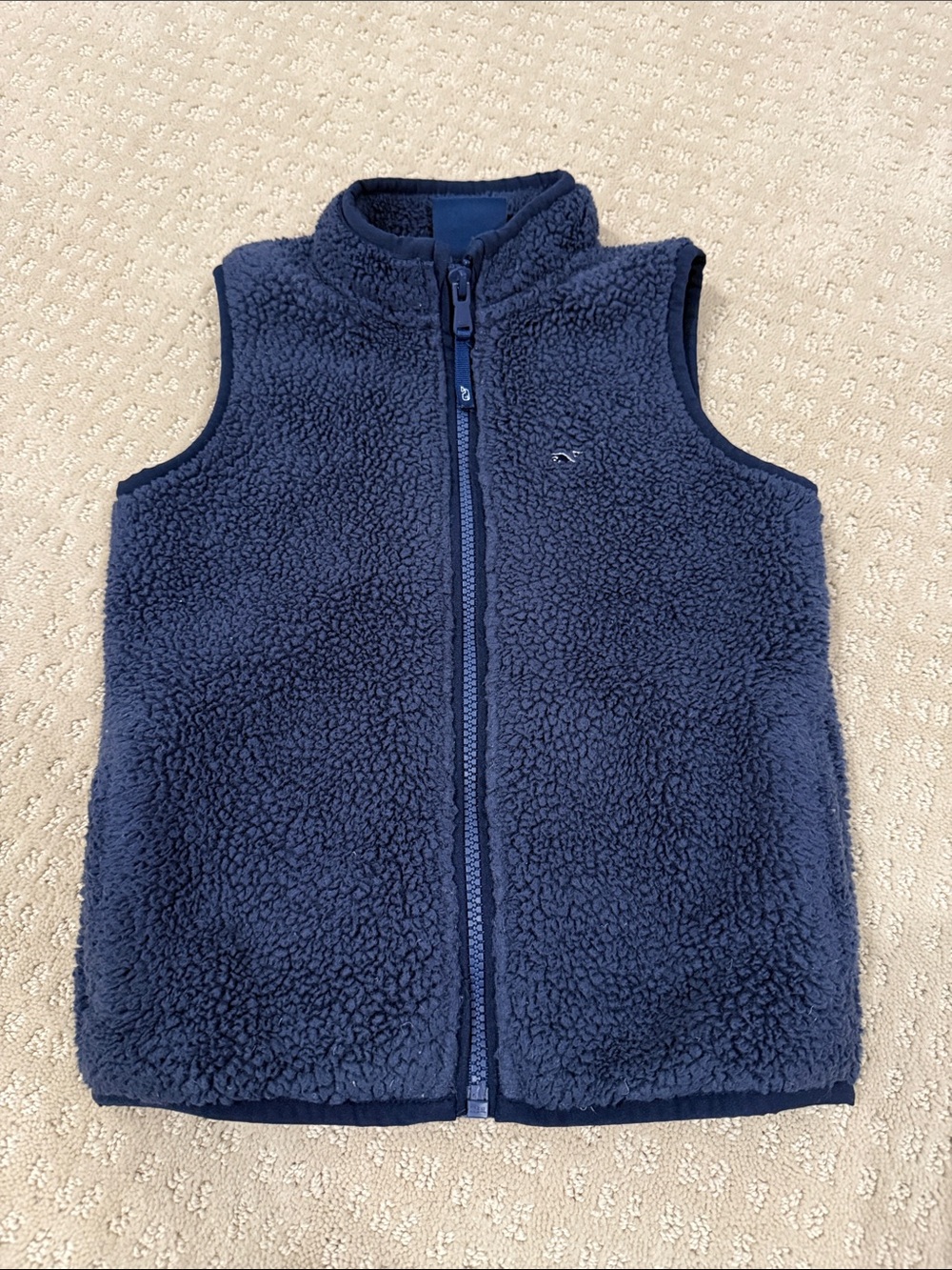 Vineyard Vines Boys Navy Sherpa Zip Vest